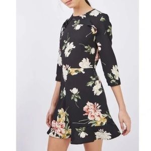 Topshop Black Floral Tea Dress